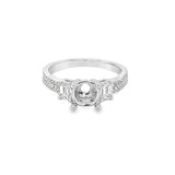 Nelson Lady's White 18 Karat 3 Stone Diamond Pave Ring Mounting