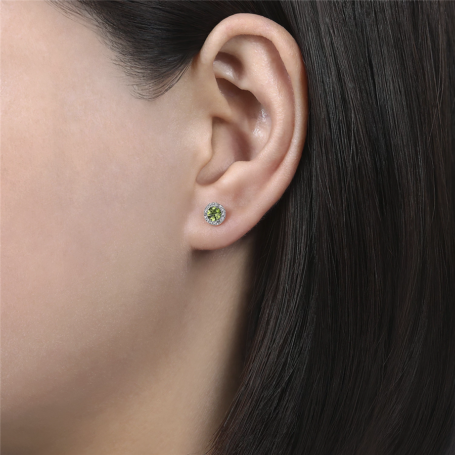 Gabriel & Co. Fashion 14K White Gold PE - Peridot Stud Earring