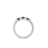 Lady's White 14 Karat Milgrain Engraved 3 Stone Wedding/Anniversary Ri