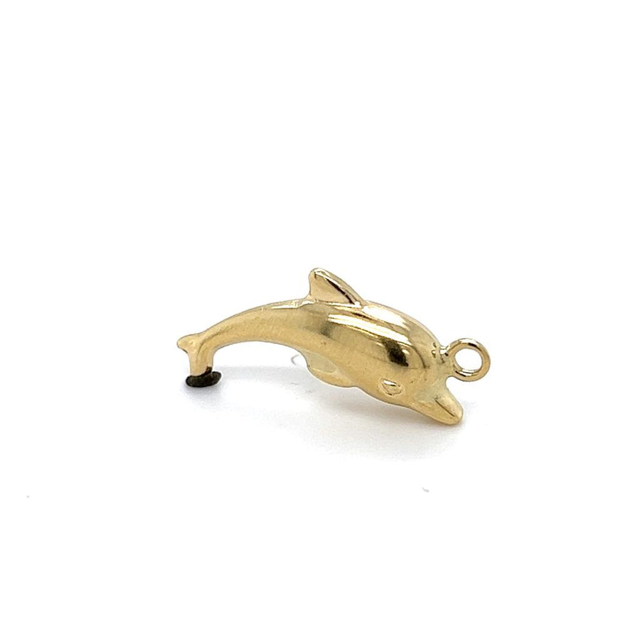 Yellow 14 Karat Small Dolphin Charm Estate Jewelry Gram Weight: 1