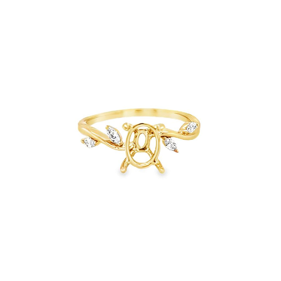 Lady's Yellow 14 Karat Bypass Leaf-Inspired Semi-Mount Ring Size 6.5 W