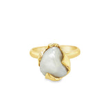 Yellow 14 Karat Freeform Pearl Ring Estate Jewelry Size 7.75 one = 11.