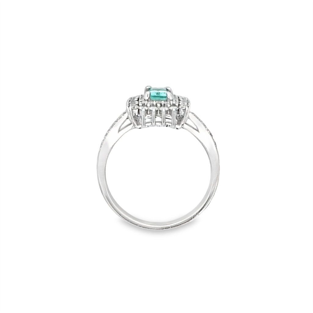 Estate Paraiba Tourmaline Double Halo ring