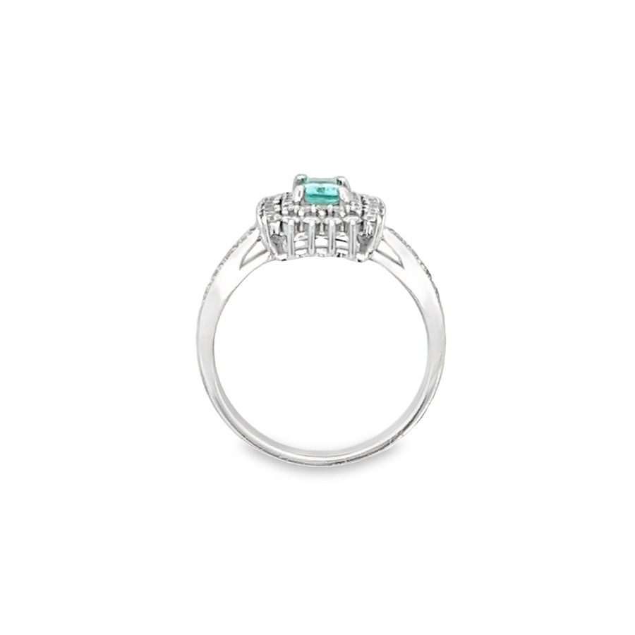 Estate Paraiba Tourmaline Double Halo ring