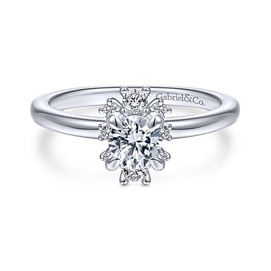 Lady's White 14 Karat Starburst Halo Ring Size 6.5 With 8=0.17Tw Round