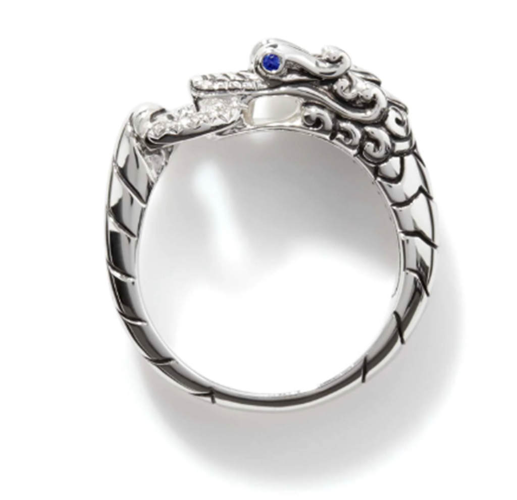 John Hardy Women's Naga Diamond and Blue Sapphire Dragon Ring
