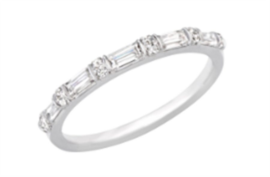 Nelson Alternating Emerald and Round Diamond Wedding Band