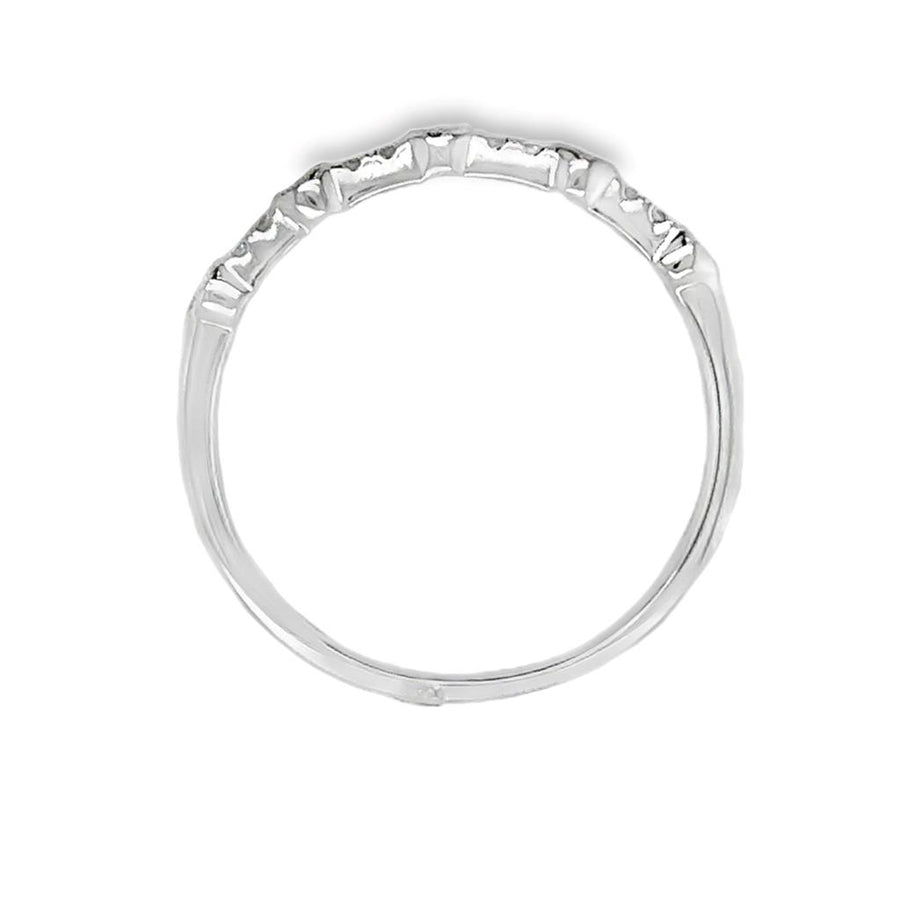 Lady's White 18 Karat Milgrain Alternating Bezel/Prong Station Wedding