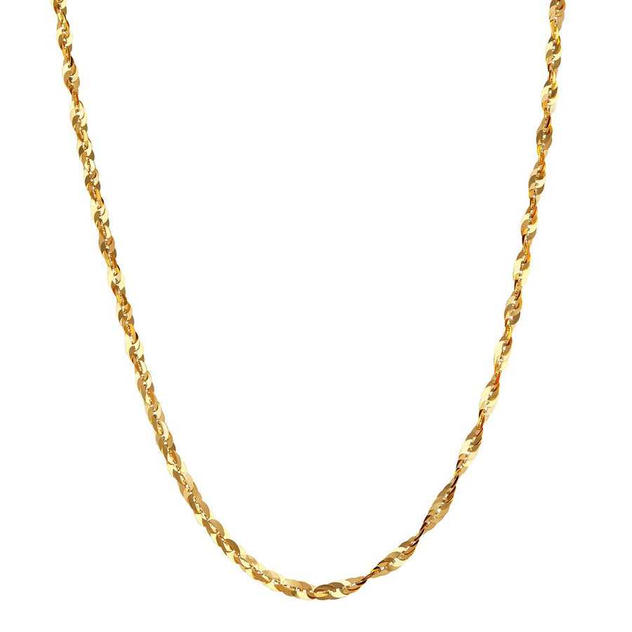 Yellow 14 Karat 3MM Cleo Link Chain 
Length 18 
Gram Weight: 2.93