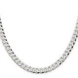 Quality Gold Sterling Silver 7mm Beveled Curb Chain