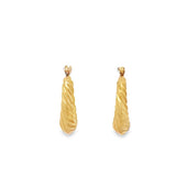 Yellow 14 Karat 21X17.60mm Shrimp Style Hoop Earrings Estate Jewelry G