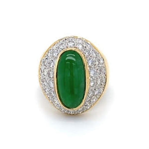 Estate Jade and Diamond Ring