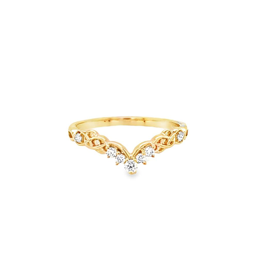 Lady's Yellow 14 Karat Curved Celtic-Style Accented Wedding/Anniversar