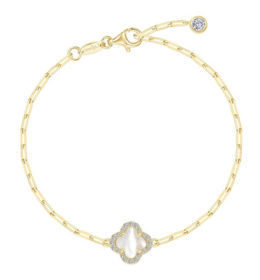 Lafonn Yellow Gold-Plated Sterling Silver Clover Motif on Paperclip Chain
