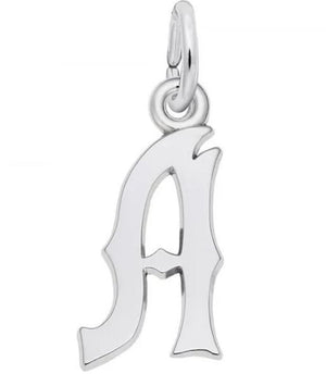 Blackletter- Initial M, Sterling silver charm