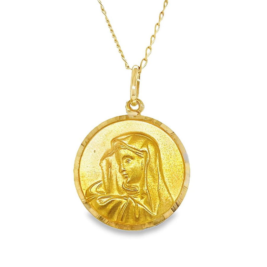 Yellow 18 Karat Mother Mary Pendant Necklace