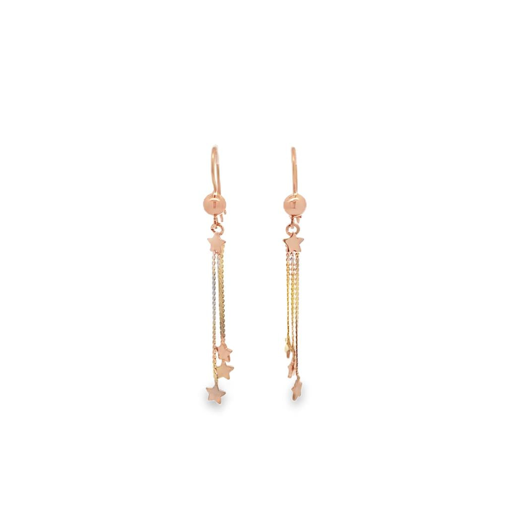 Rosé 18 Karat Multi-Star Serpentine Dangle Leverback Earrings Estate J