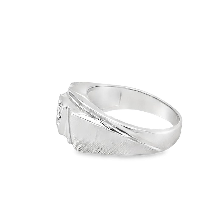 White 14 Karat Twisted Ring Estate Jewelry with 1 European-cut Diamond