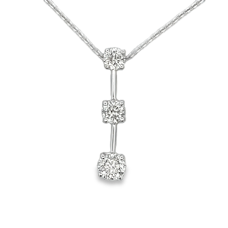 Estate Three Stone Diamond Drop Necklace