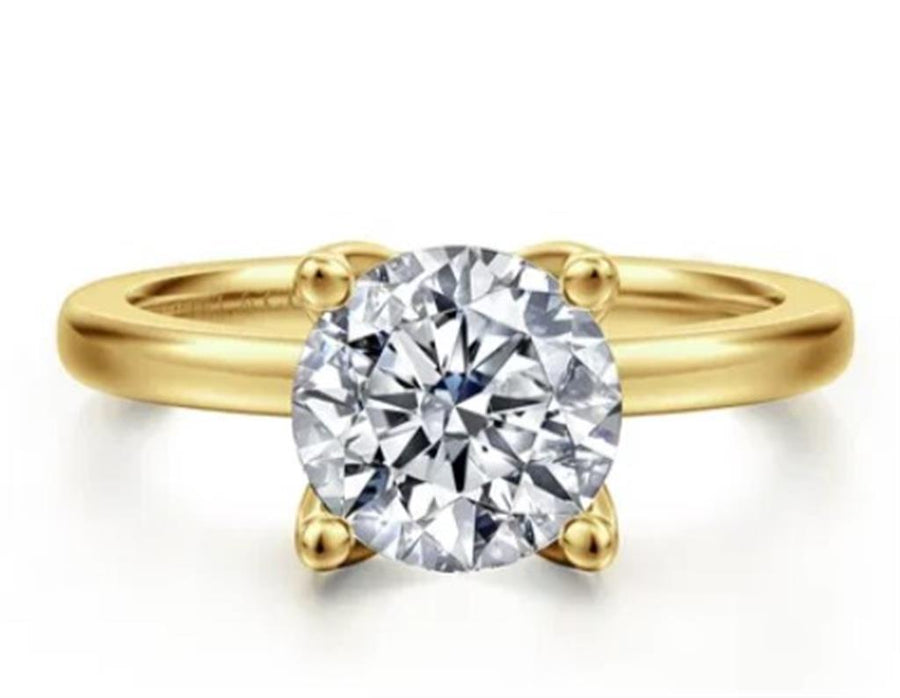 Lady's Yellow 14 Karat Floral Solitaire Ring Size 6.5 6 = 0.05tw Round