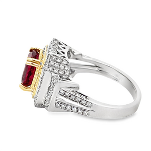 Unheated Cushion Ruby & Diamond Ring