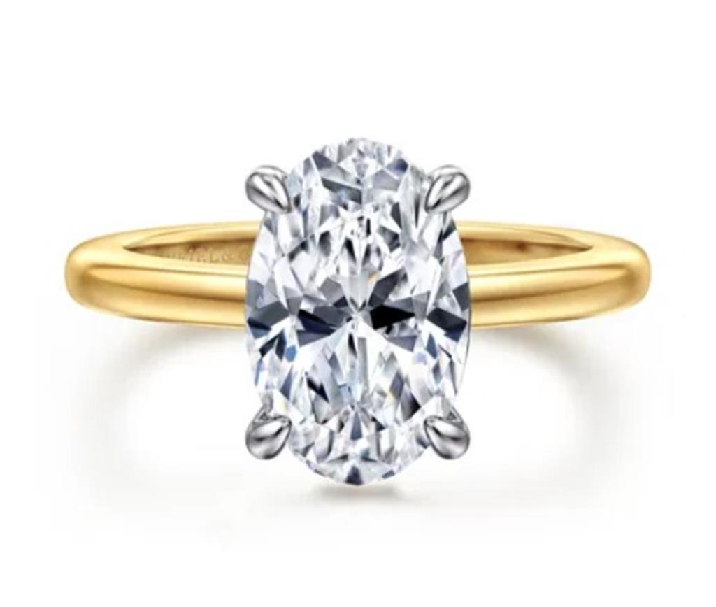 Lady's Two-Tone 14 Karat Hidden Halo Ring Size 6.5 18 = 0.09tw Round G