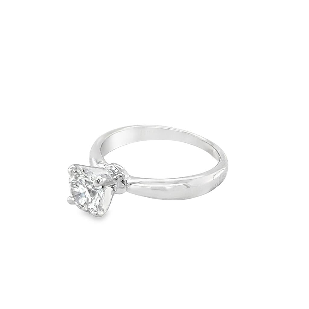 White 14 Karat LGD Solitaire Ring Estate Jewelry Size 5 one 0.80ct Round Lab Grown Diamond Gram Weight: 2.8