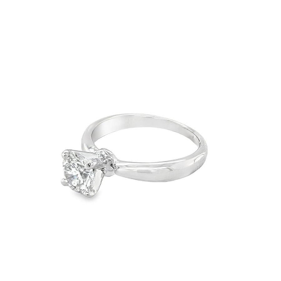 White 14 Karat LGD Solitaire Ring Estate Jewelry Size 5 one 0.80ct Round Lab Grown Diamond Gram Weight: 2.8