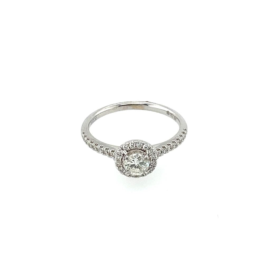 Lady's White 18 Karat Halo Engagement Ring