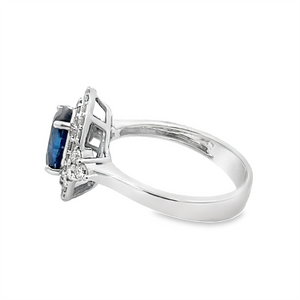 Estate Oval Sapphire Diamond Halo Ring