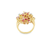 Yellow 14 Karat Floral Pink Sapphire, Pink Tourmaline, Ruby, And Diamo