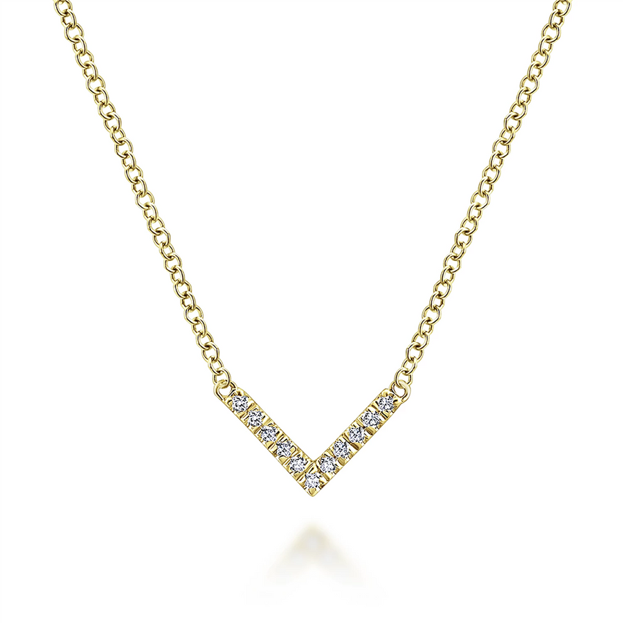 Gabriel & Co. Fashion 14K Yellow Gold Diamond Chevron Necklace