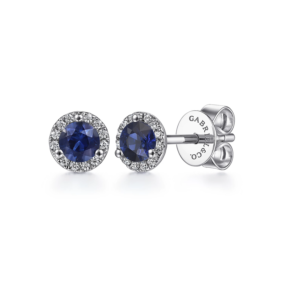 Gabriel & Co. Fashion 14K White Gold Sapphire Stud Earring