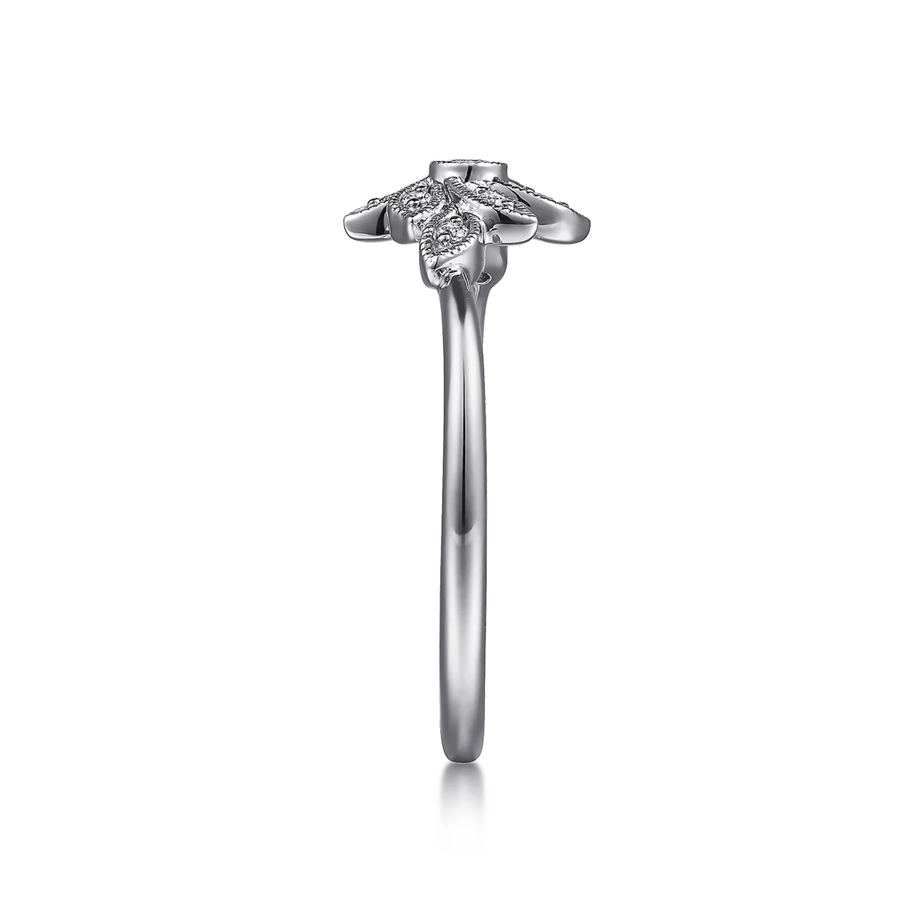 Gabriel & Co. Fashion 14K White Gold Floral Diamond Ring