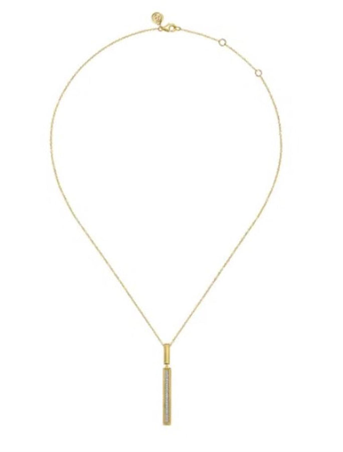 Lady's Yellow 14 Karat Vertical Bar Drop Pendant Necklace Length 17.5