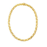 Yellow 14 Karat D/C And Satin 8mm "X" And Hearts Necklace w/ Safety Bo