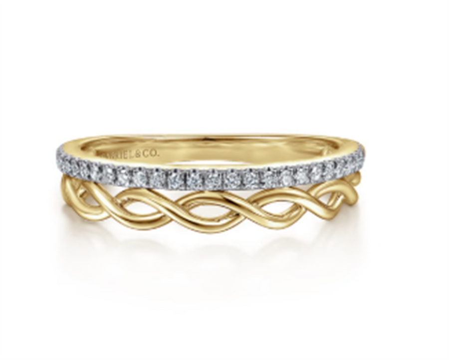 Lady's Yellow 14 Karat Braided Lusso Collection Wedding/Anniversary Ri