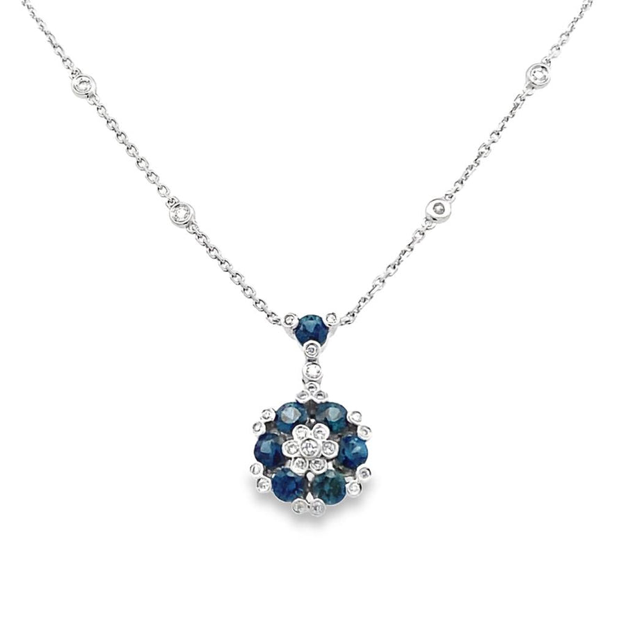 Cluster Sapphire and Diamond Necklace