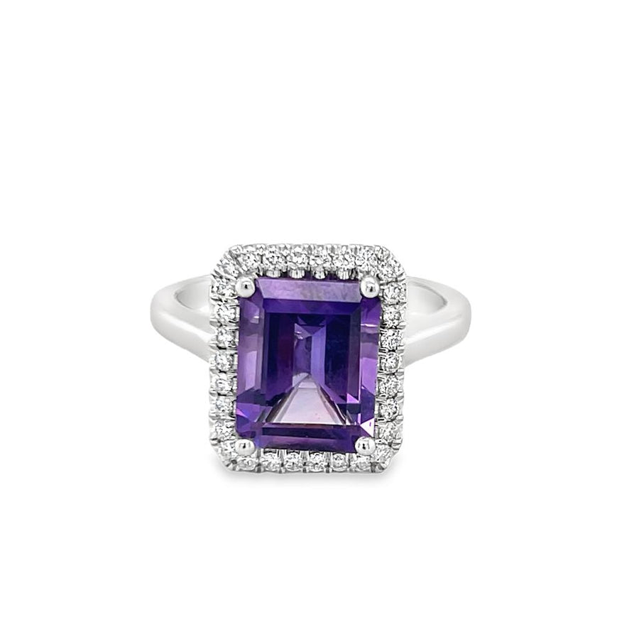Amethyst 14 Karat White Fashion Ring