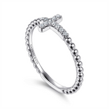 White Sterling Silver Beaded Cross Rings Ring Size 6.5 11 = 0.07TWT Ro