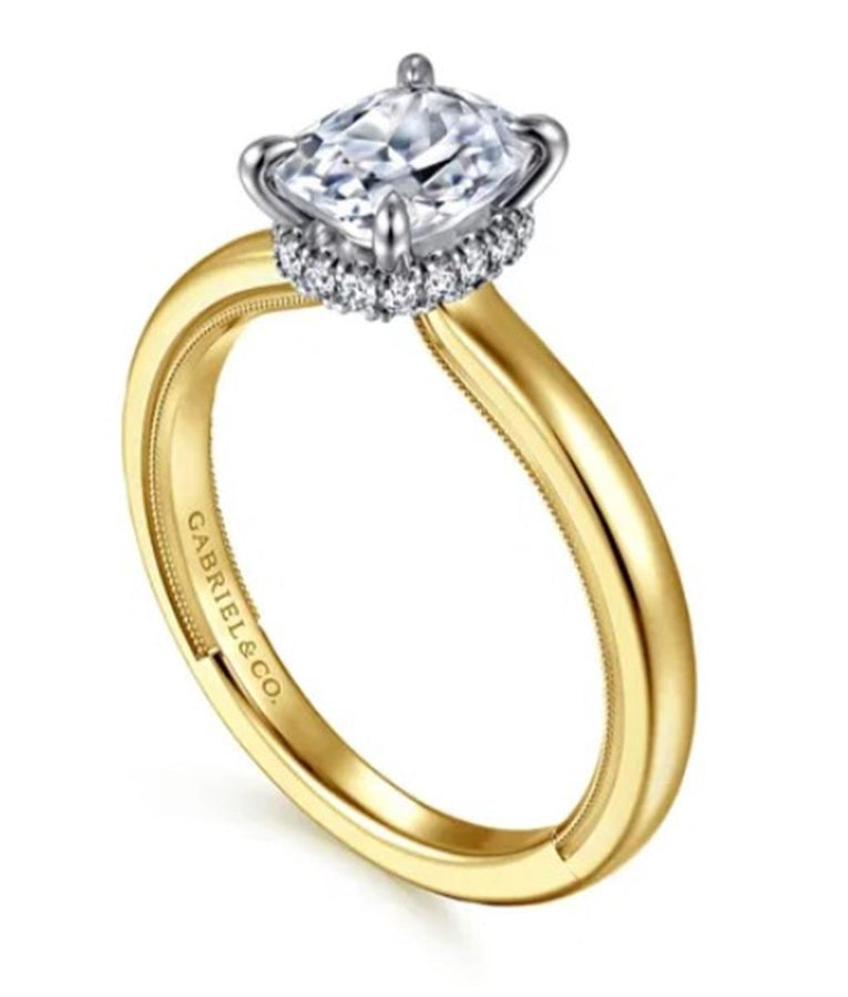 Two-Tone 14 Karat Hidden Halo Remount Size 6.5 16 = 0.09tw Round G/H S