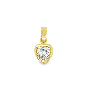 Yellow 14 Karat Cz Heart Shape Pendant Estate Jewelry With One Hea Cubic Zirconium Gram Weight: 2