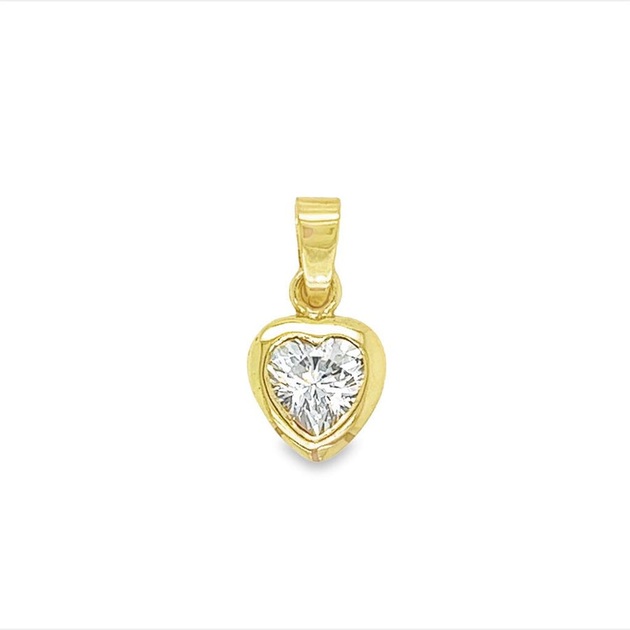 Yellow 14 Karat CZ Heart Shape Pendant