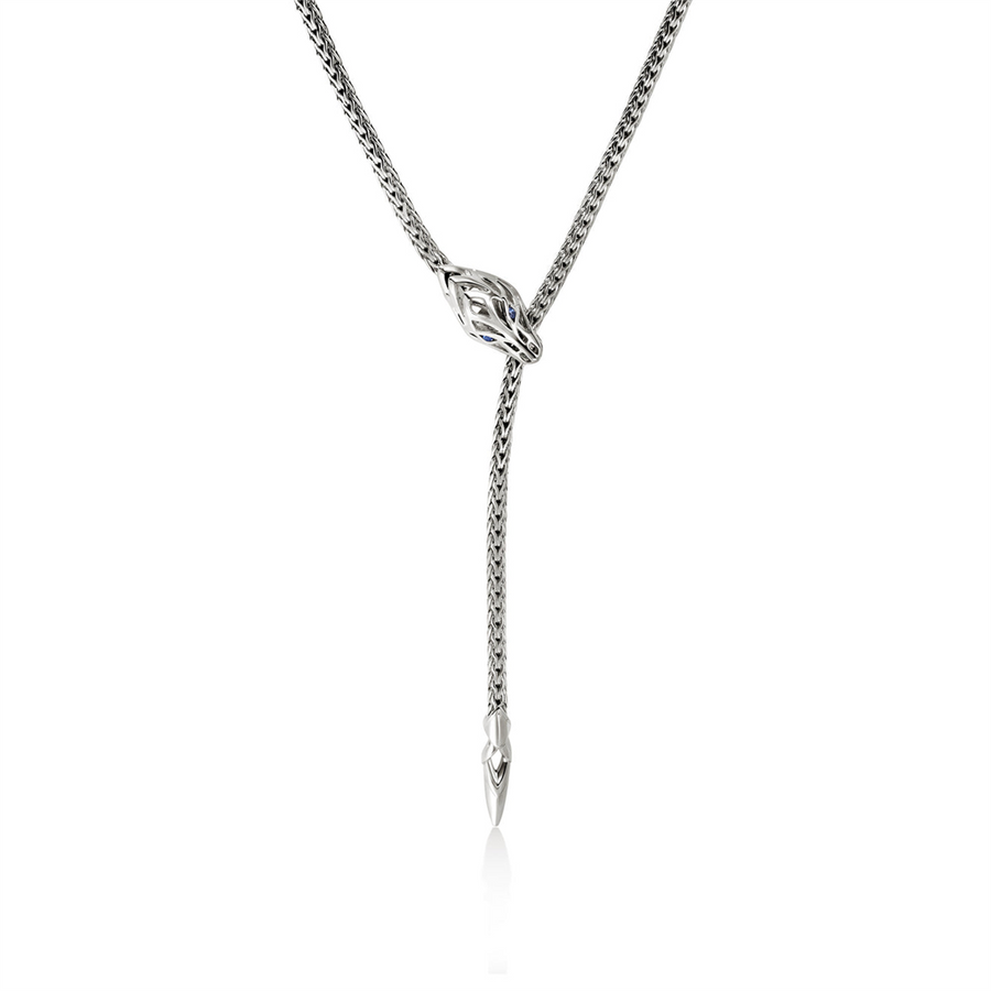 John Hardy Naga Lariat Necklace with Blue Sapphire Eyes