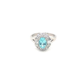 Estate Platinum Paraiba Tourmaline and Double Diamond Halo Ring