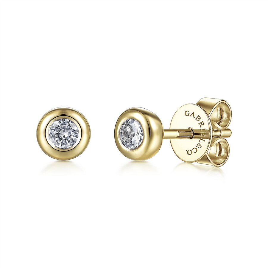 Gabriel & Co. Fashion 14K Yellow Gold White Sapphire Stud Earrings