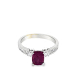 Estate Checkerboard Cut Rubellite Tourmaline & Diamond Ring