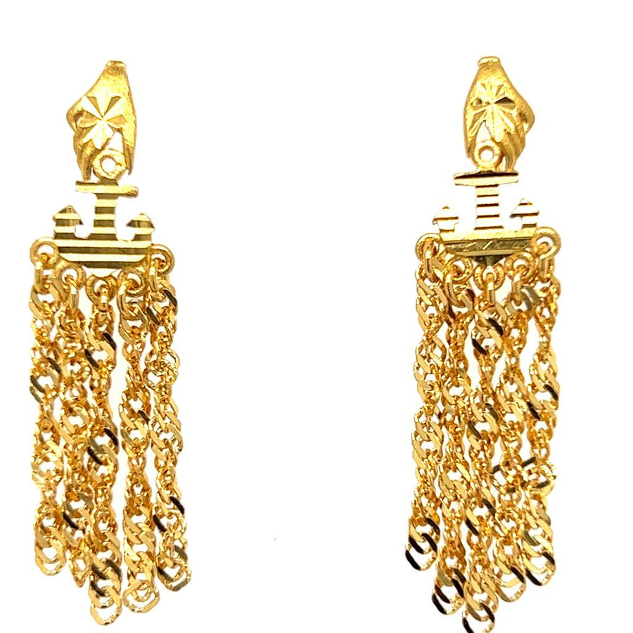 Yellow 21 Karat Anchor Earring