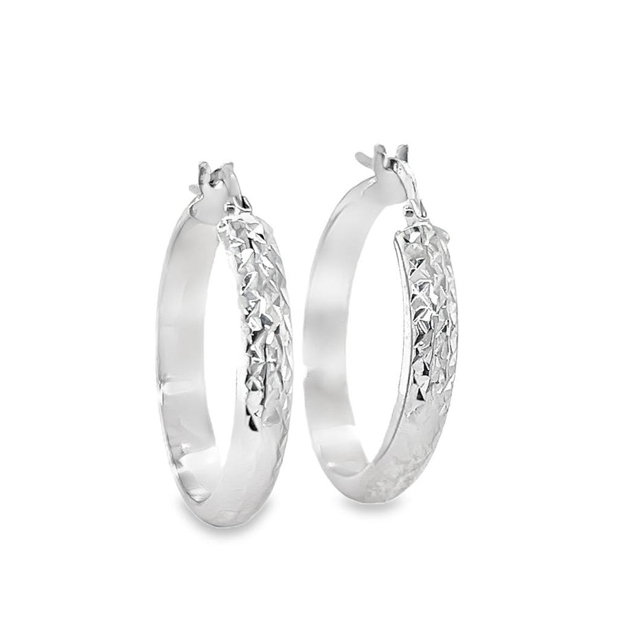 Estate Diamond Cut Hinged Hoop Earrings