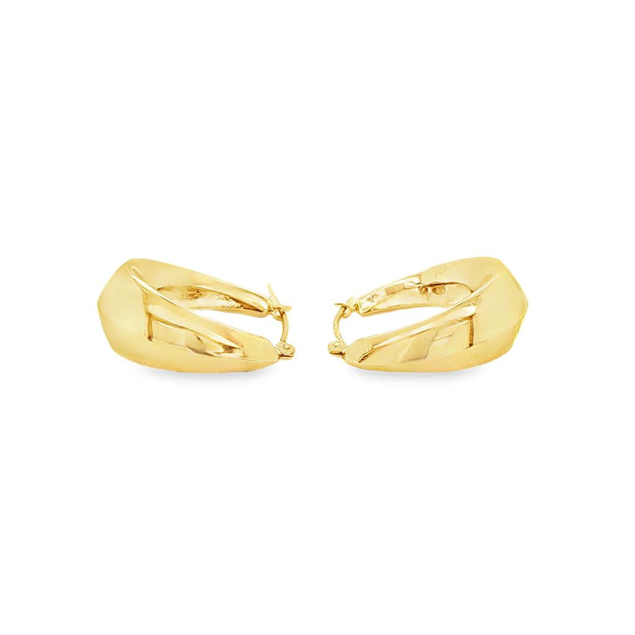 Yellow 14 Karat 9X19.6mm Graduated Knife Edge Hoop Earrings Estate Jew